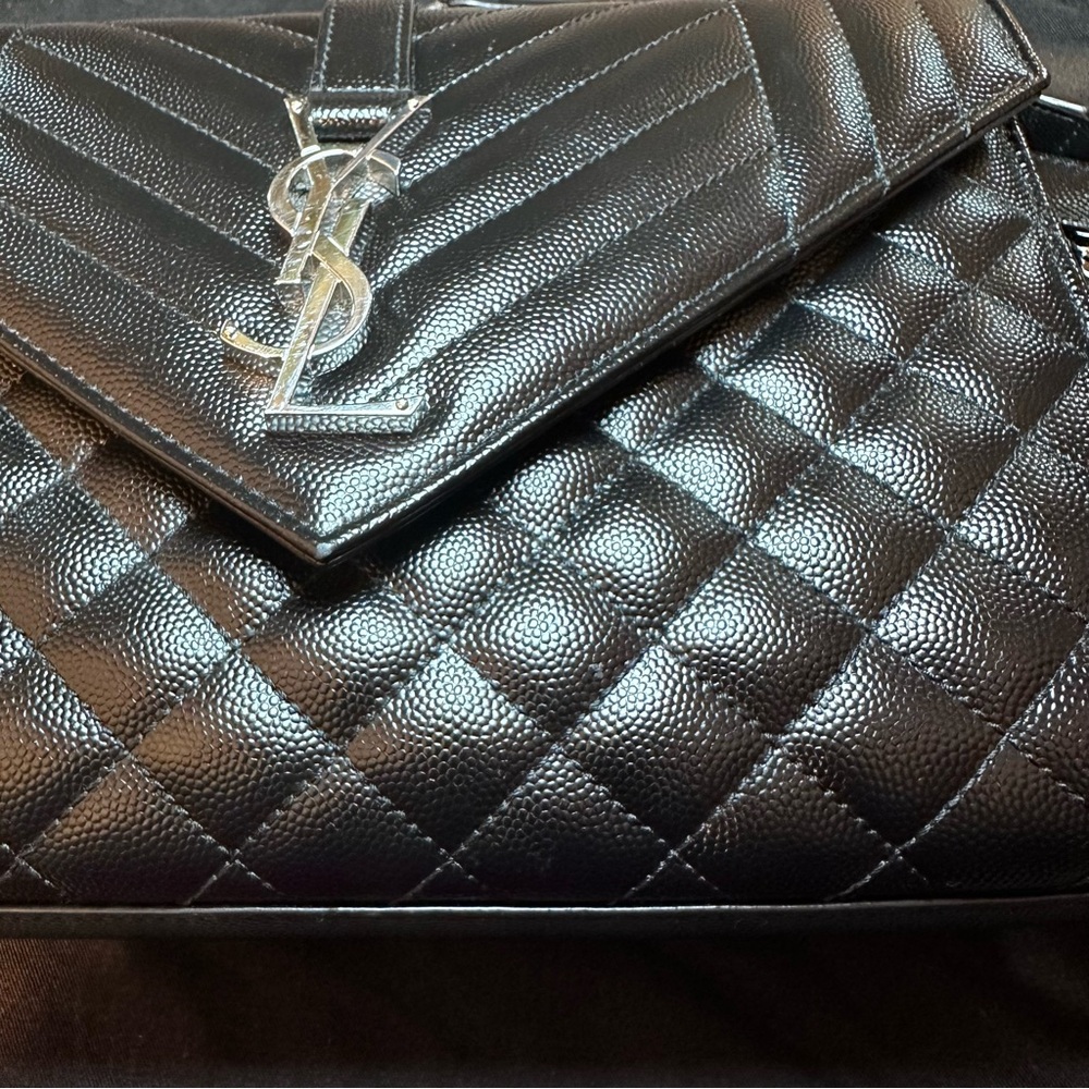 Saint Laurent Medium Envelope Monogram Matelassé Leather Shoulder Bag - Picture 7 of 15